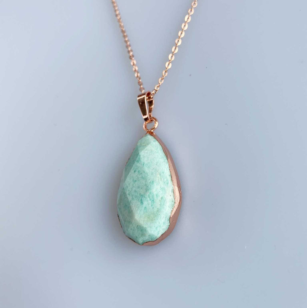 Amazonite faceted rose gold necklace - Love To Shine On