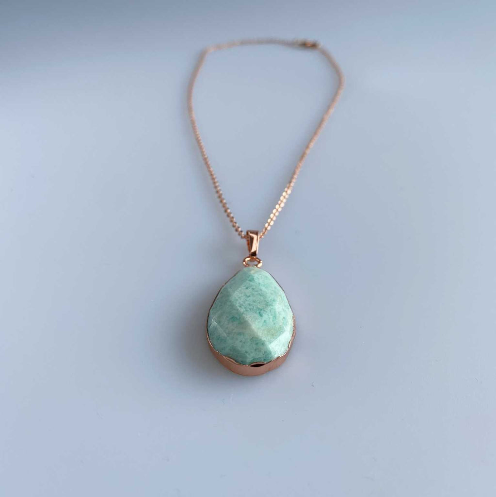 Amazonite faceted rose gold necklace - Love To Shine On