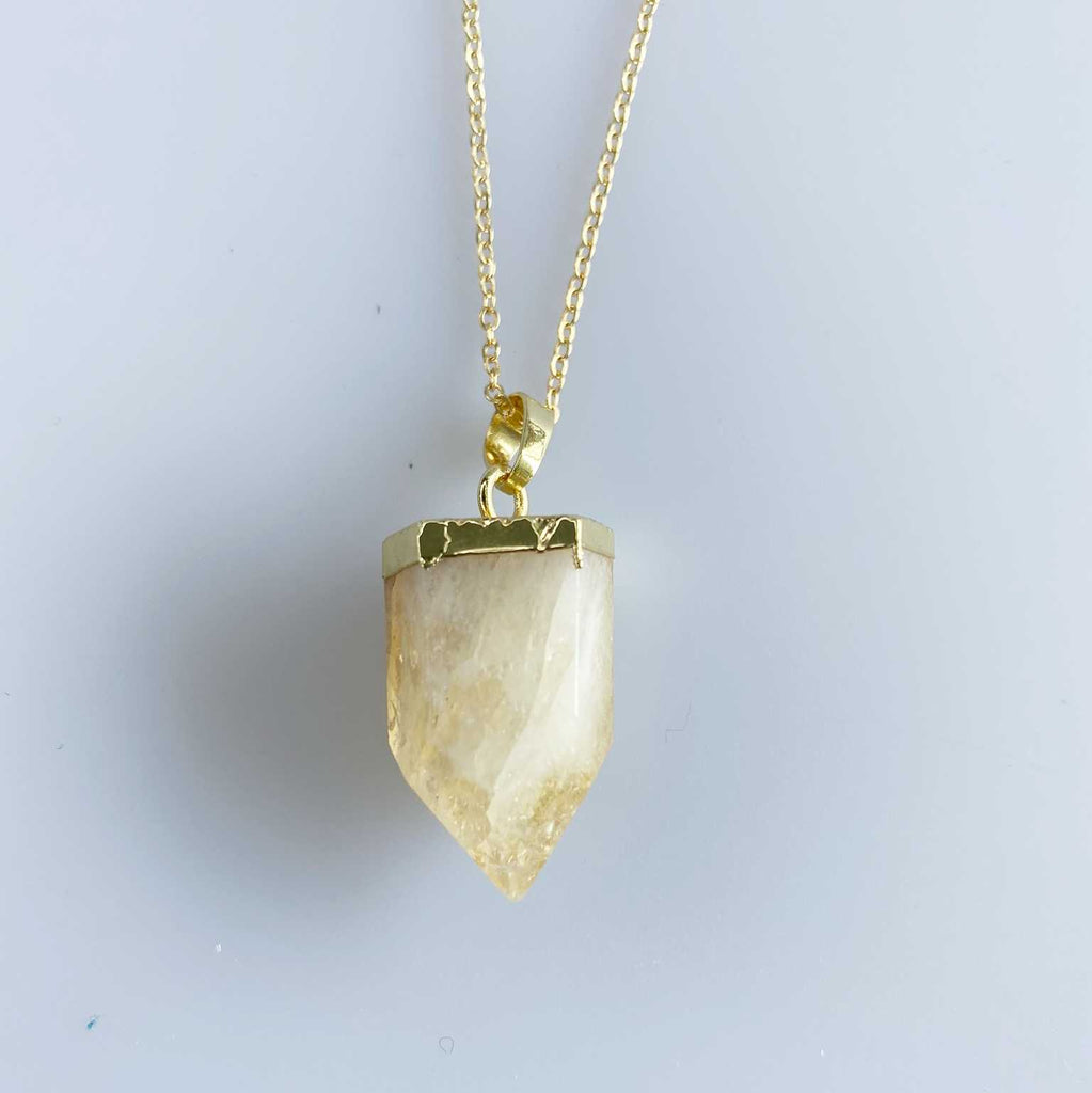 Citrine crystal quartz point necklace - Love To Shine On