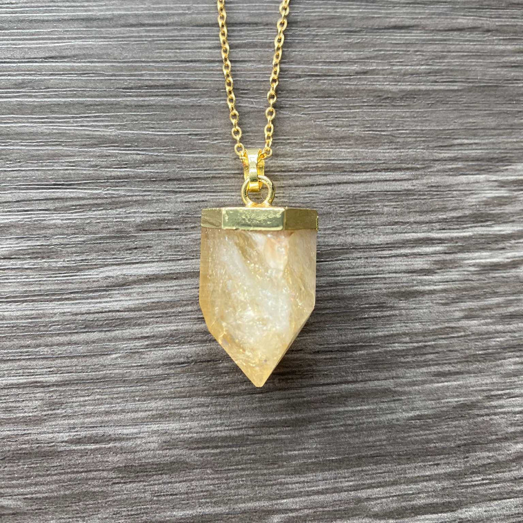 Citrine crystal quartz point necklace - Love To Shine On