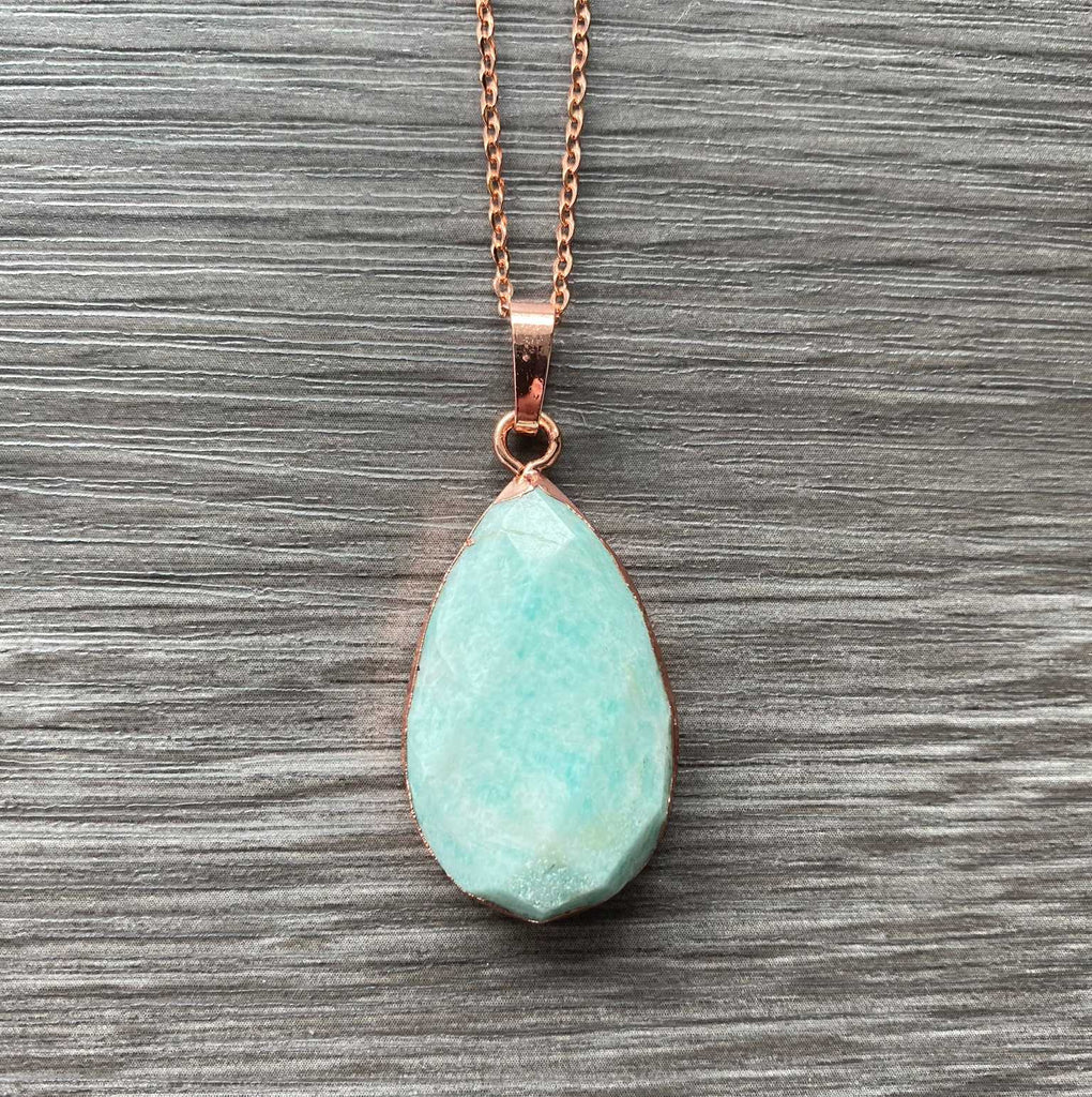 Amazonite faceted rose gold necklace - Love To Shine On