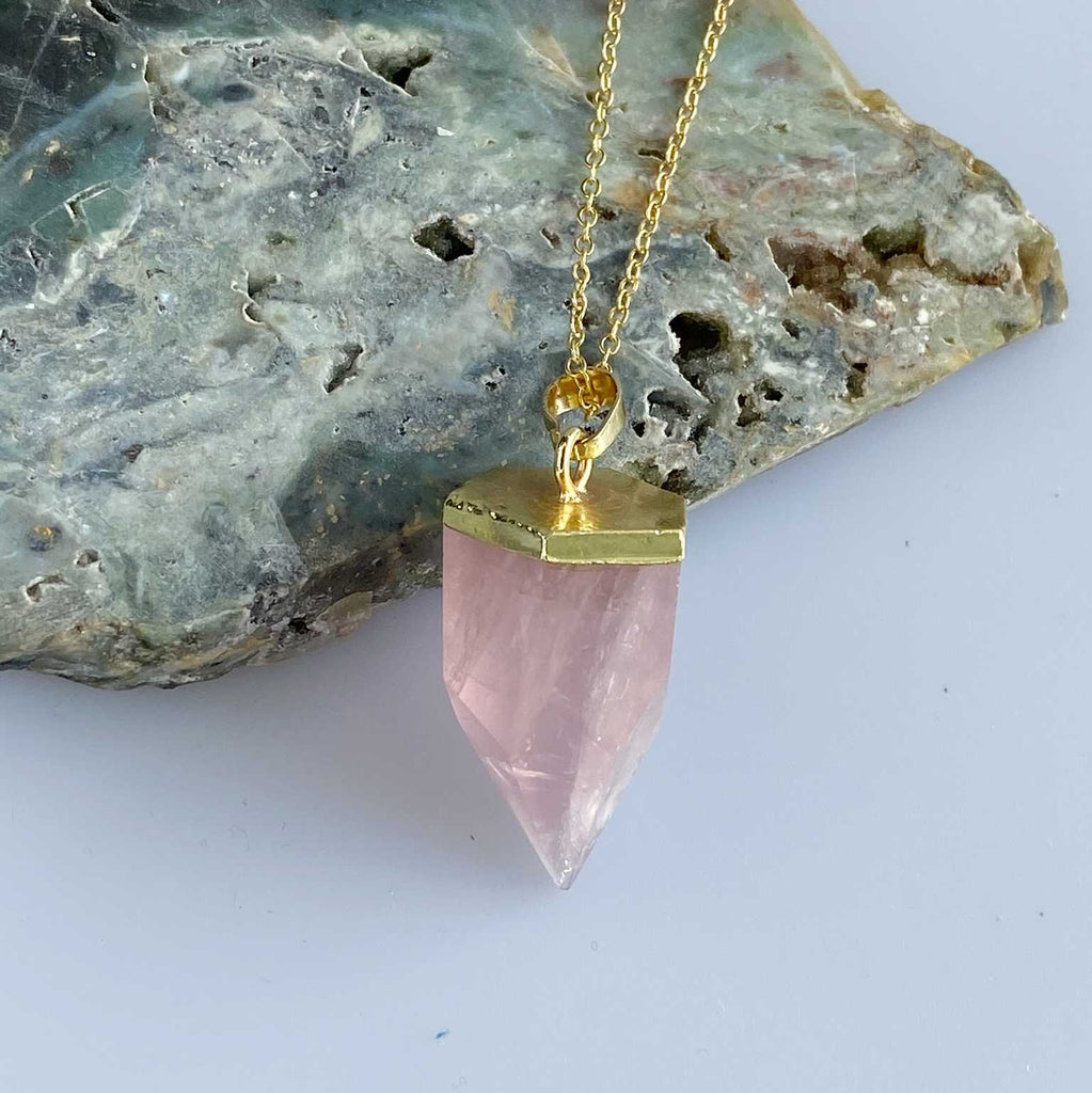 Rose quartz point necklace - Love To Shine On