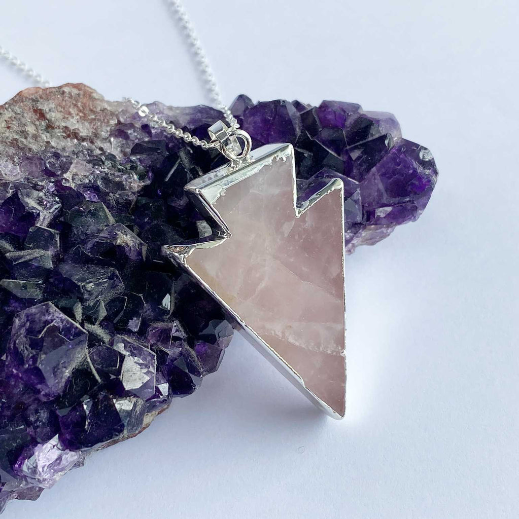 Rose quartz arrowhead pendant necklace - Love To Shine On