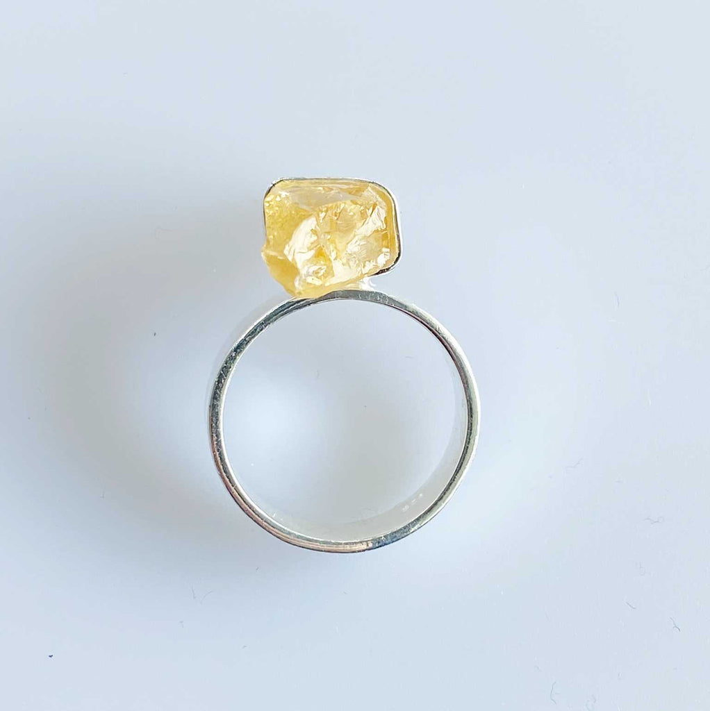 Citrine long raw crystal ring - Love To Shine On