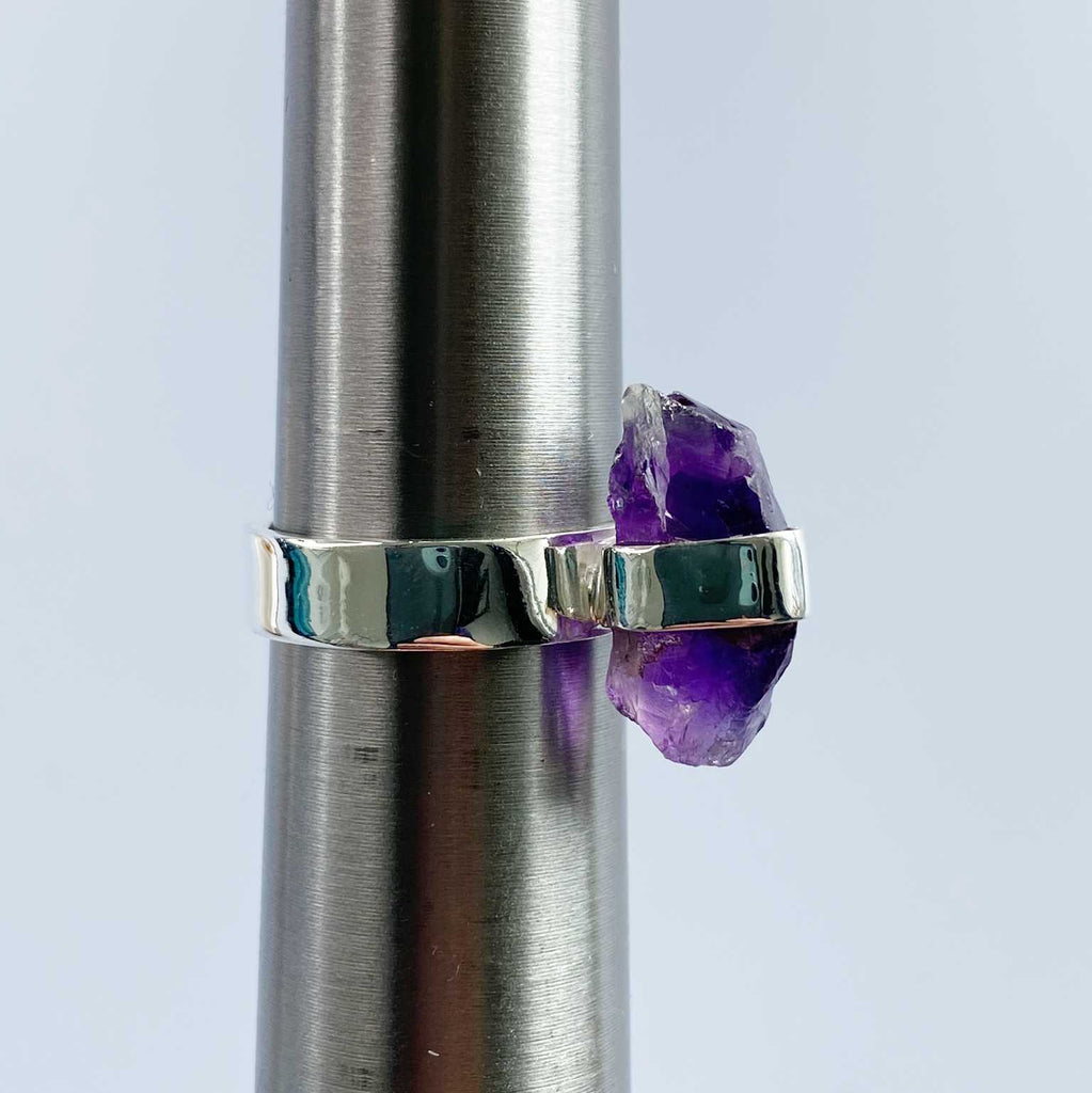 Amethyst long raw crystal ring - Love To Shine On