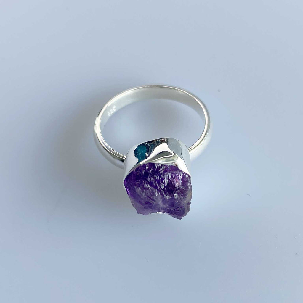 Raw amethyst silver ring - Love To Shine On