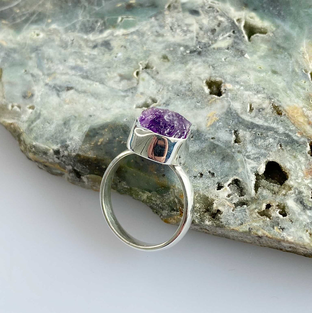 Raw amethyst silver ring - Love To Shine On