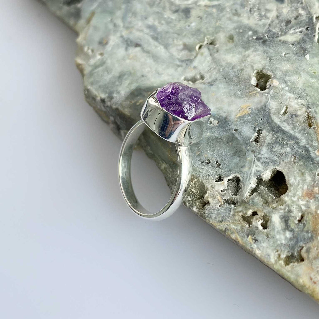 Raw amethyst silver ring - Love To Shine On