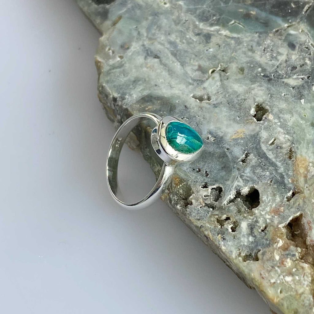 Chrysocolla silver ring - Love To Shine On