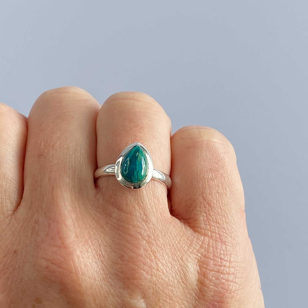 Chrysocolla silver ring - Love To Shine On