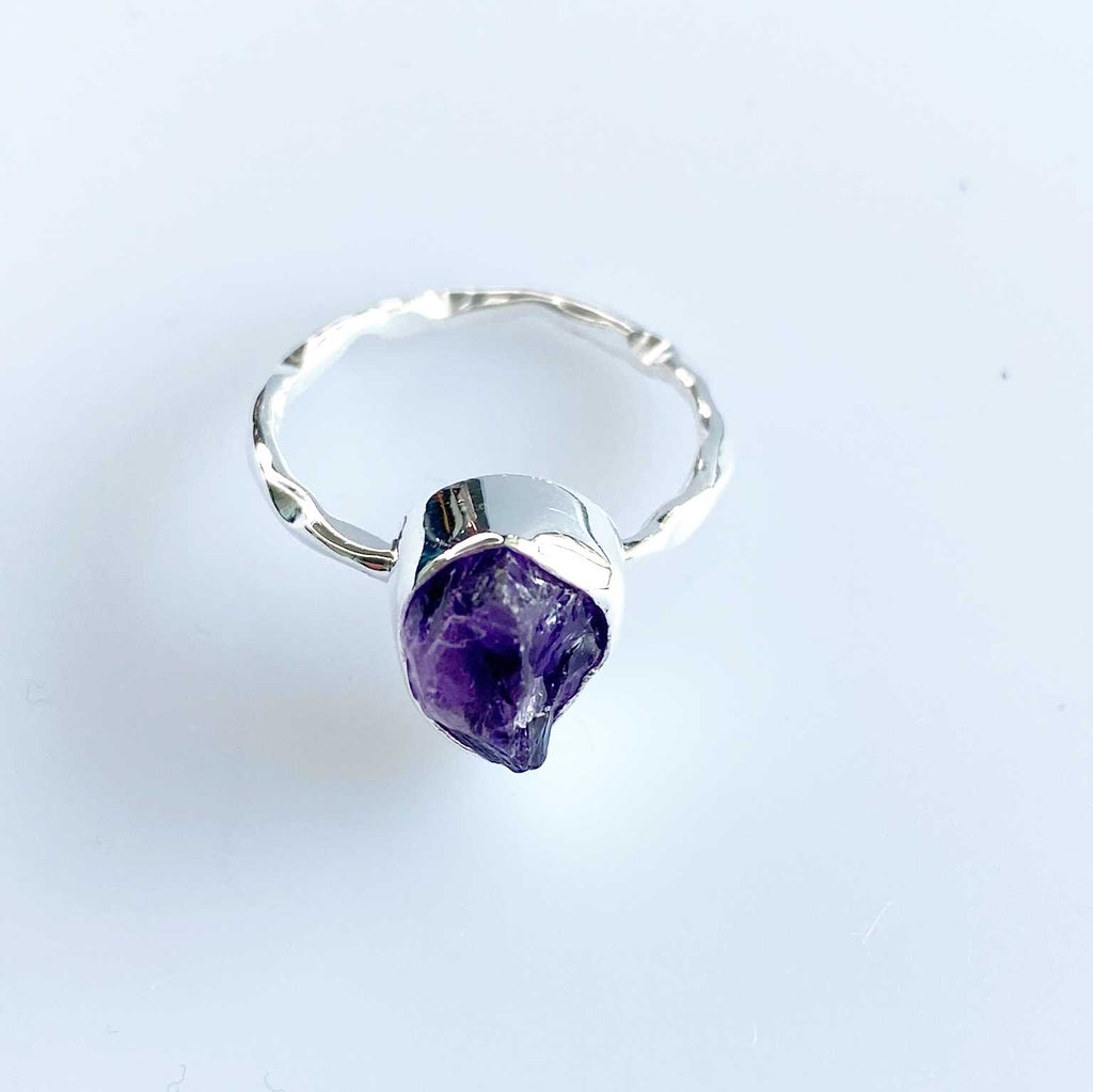 Amethyst raw gemstone wavy ring - Love To Shine On