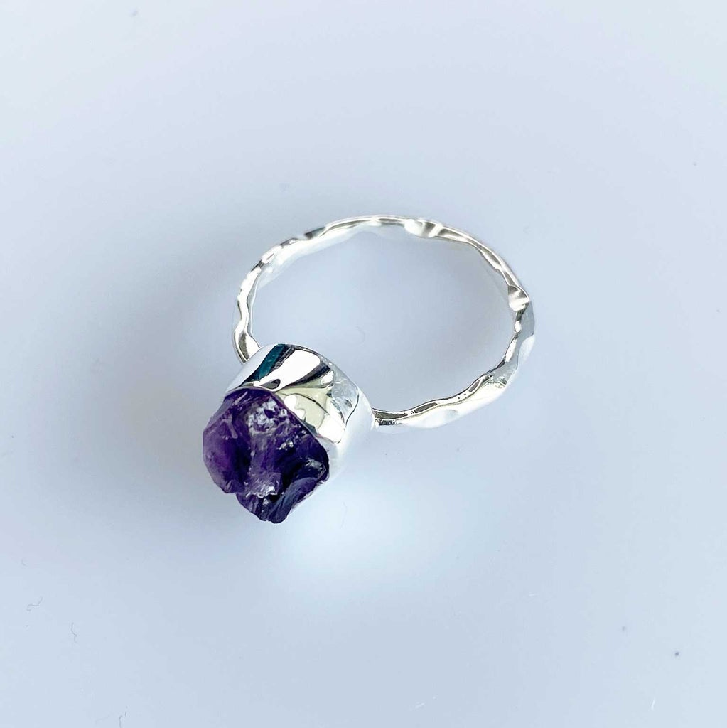 Amethyst raw gemstone wavy ring - Love To Shine On