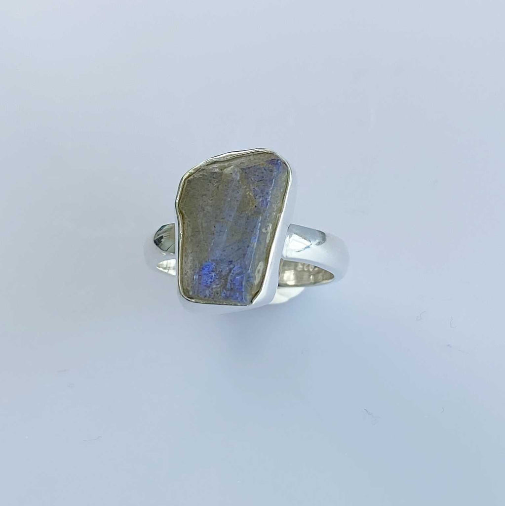 Labradorite raw crystal silver ring - Love To Shine On