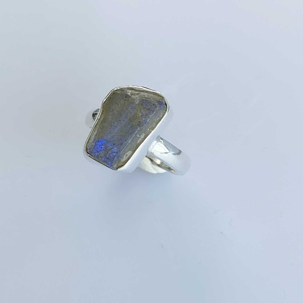 Labradorite raw crystal silver ring - Love To Shine On