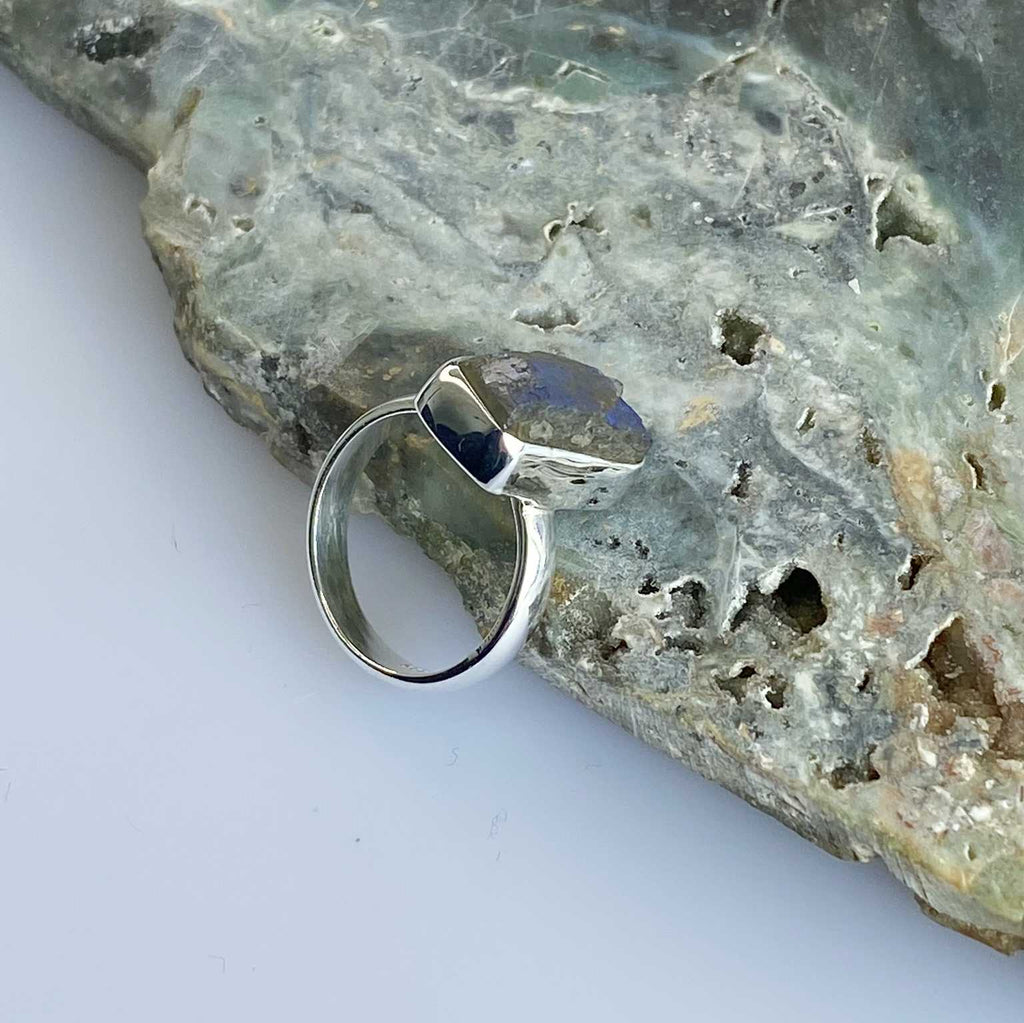 Labradorite raw crystal silver ring - Love To Shine On