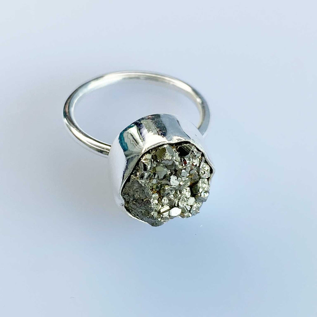 Pyrite druzy ring - Love To Shine On