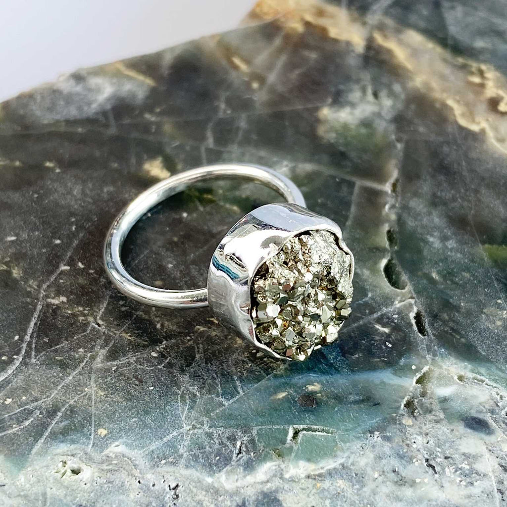 Pyrite druzy ring - Love To Shine On