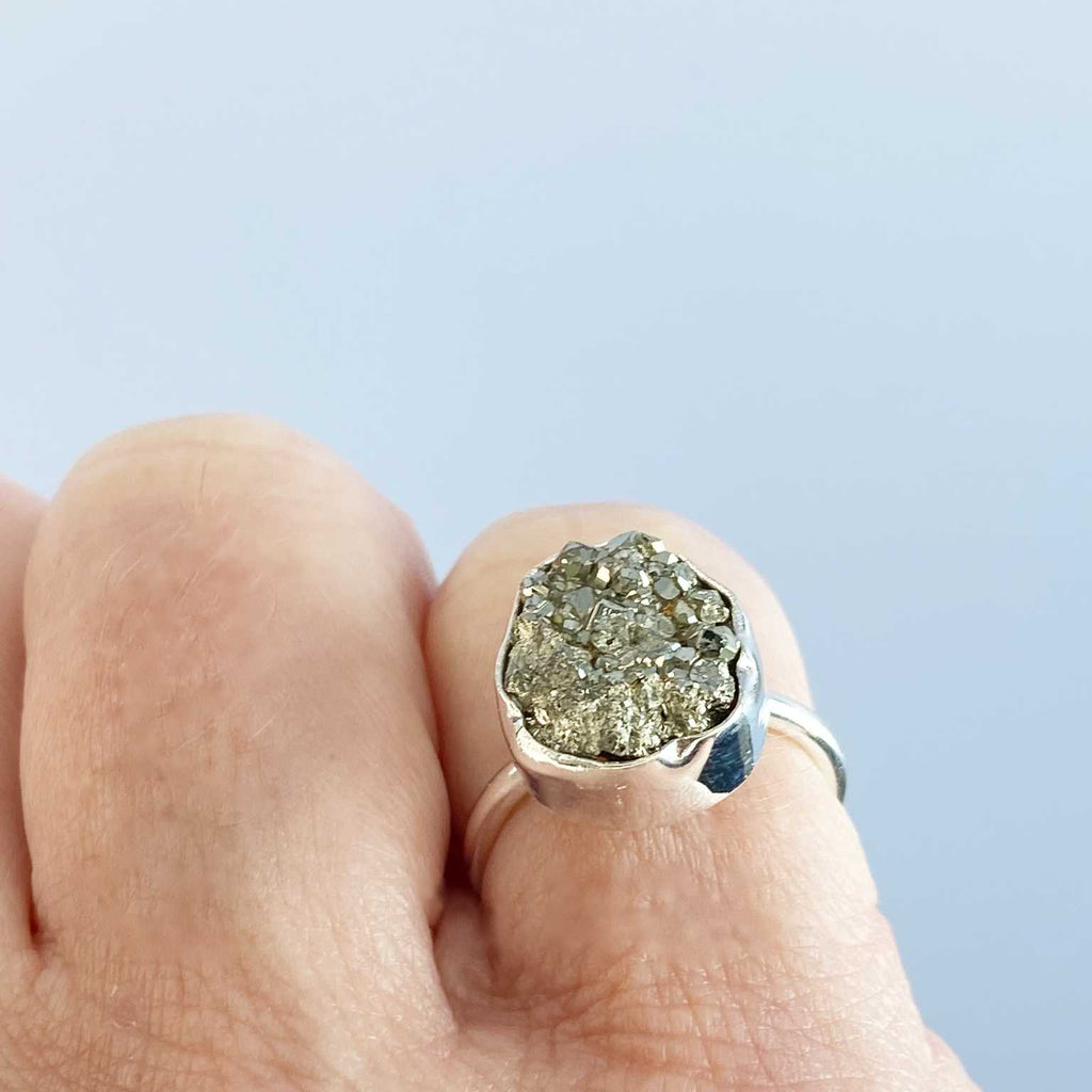 Pyrite druzy ring - Love To Shine On