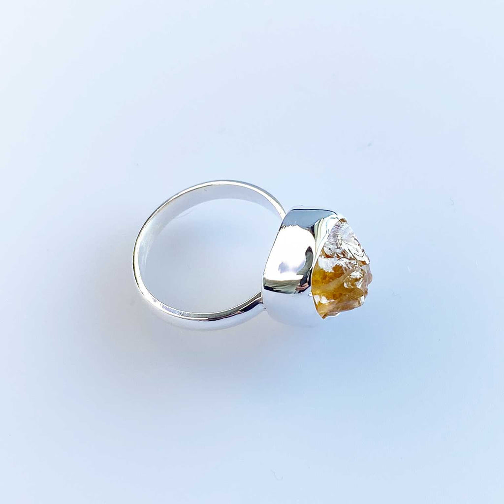 Citrine raw crystal silver ring - Love To Shine On