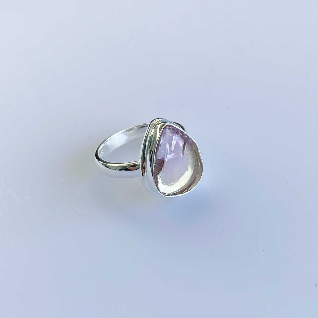 Amethyst raw teardrop silver ring - Love To Shine On