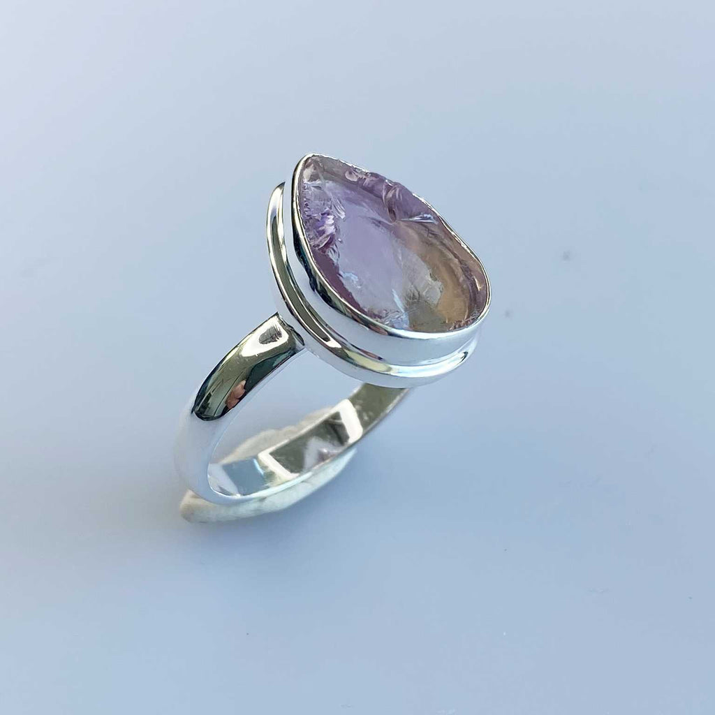 Amethyst raw teardrop silver ring - Love To Shine On