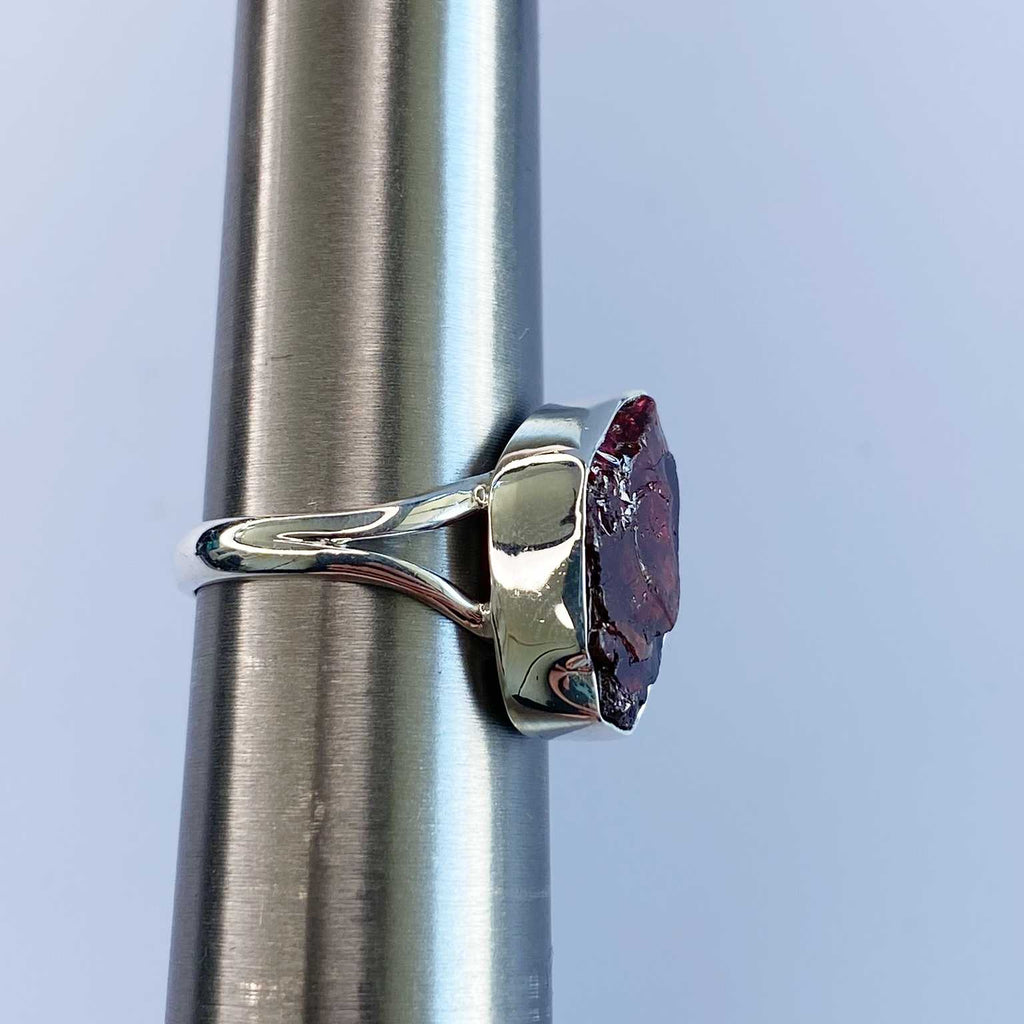 Garnet raw silver double ring - Love To Shine On