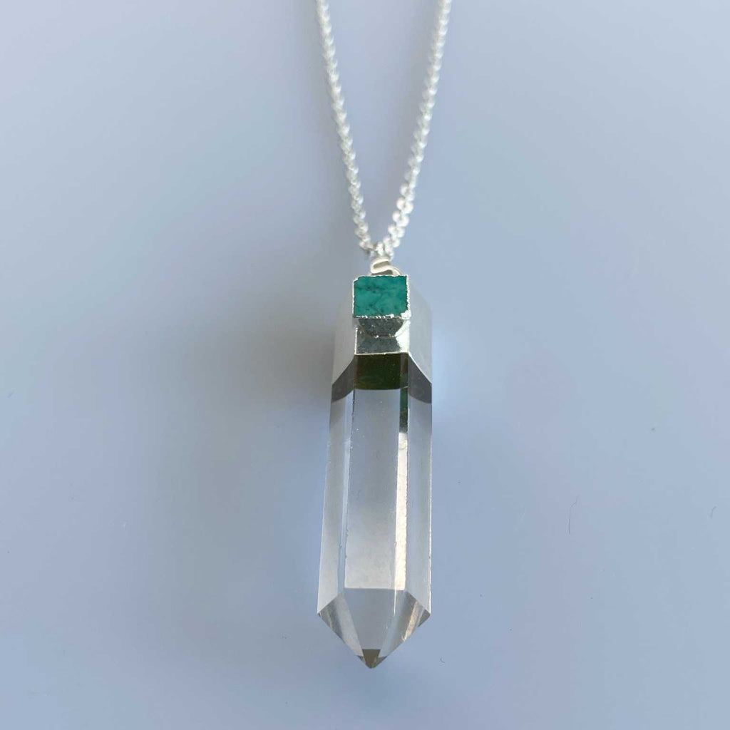 Turquoise and clear quartz necklace - Love To Shine On