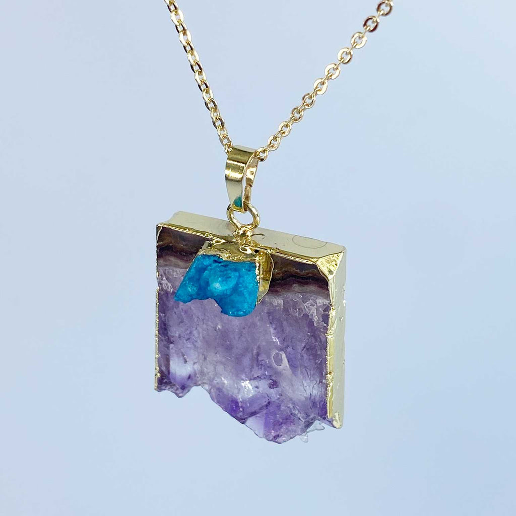 Amethyst with blue druzy  necklace - Love To Shine On