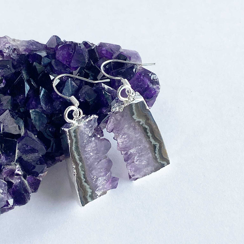 Raw amethyst crystal earrings - Love To Shine On