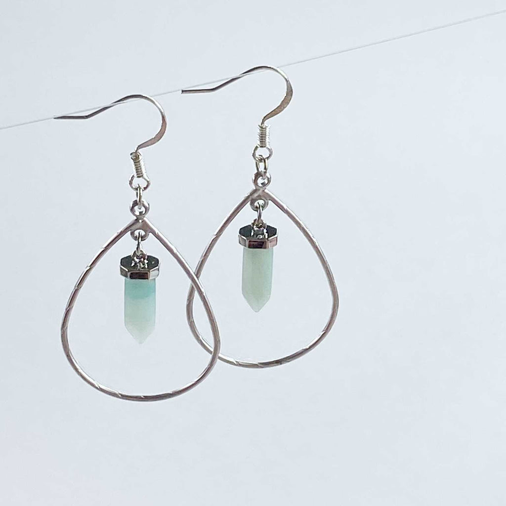 Teardrop amazonite crystal point earrings - Love To Shine On