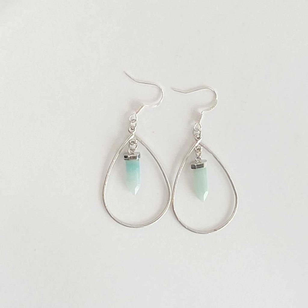 Teardrop amazonite crystal point earrings - Love To Shine On