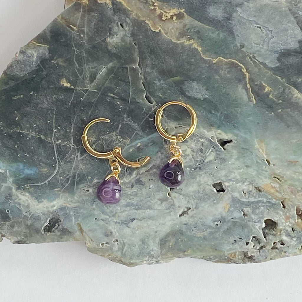 Amethyst gold drop earrings - Love To Shine On