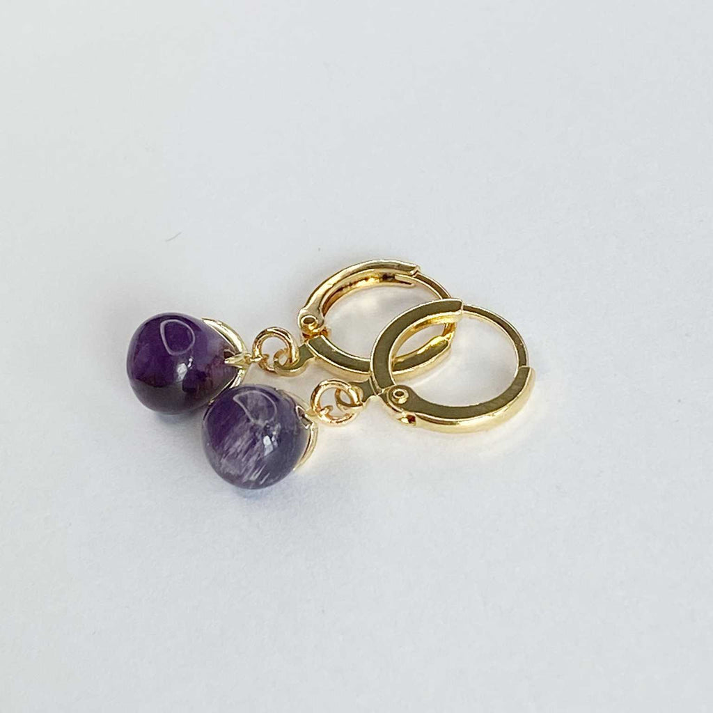 Amethyst gold drop earrings - Love To Shine On