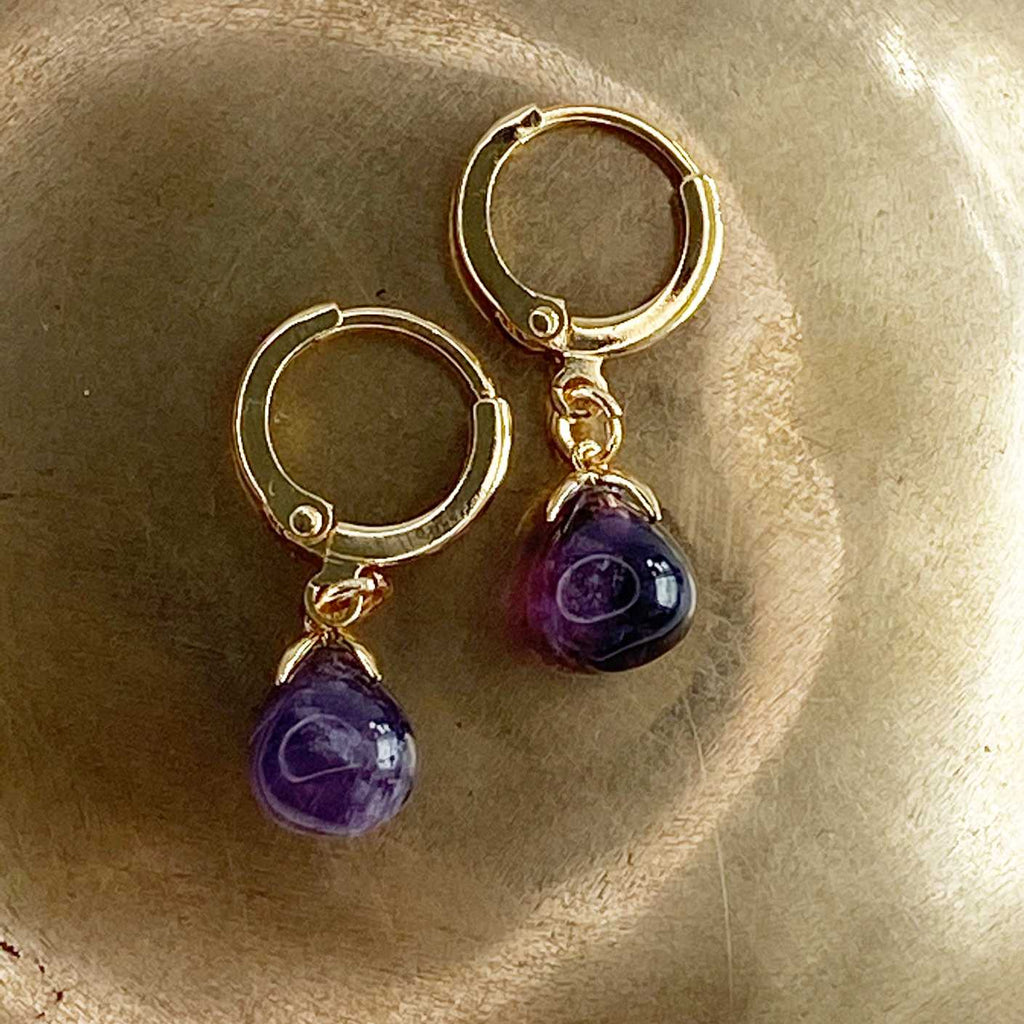 Amethyst gold drop earrings - Love To Shine On