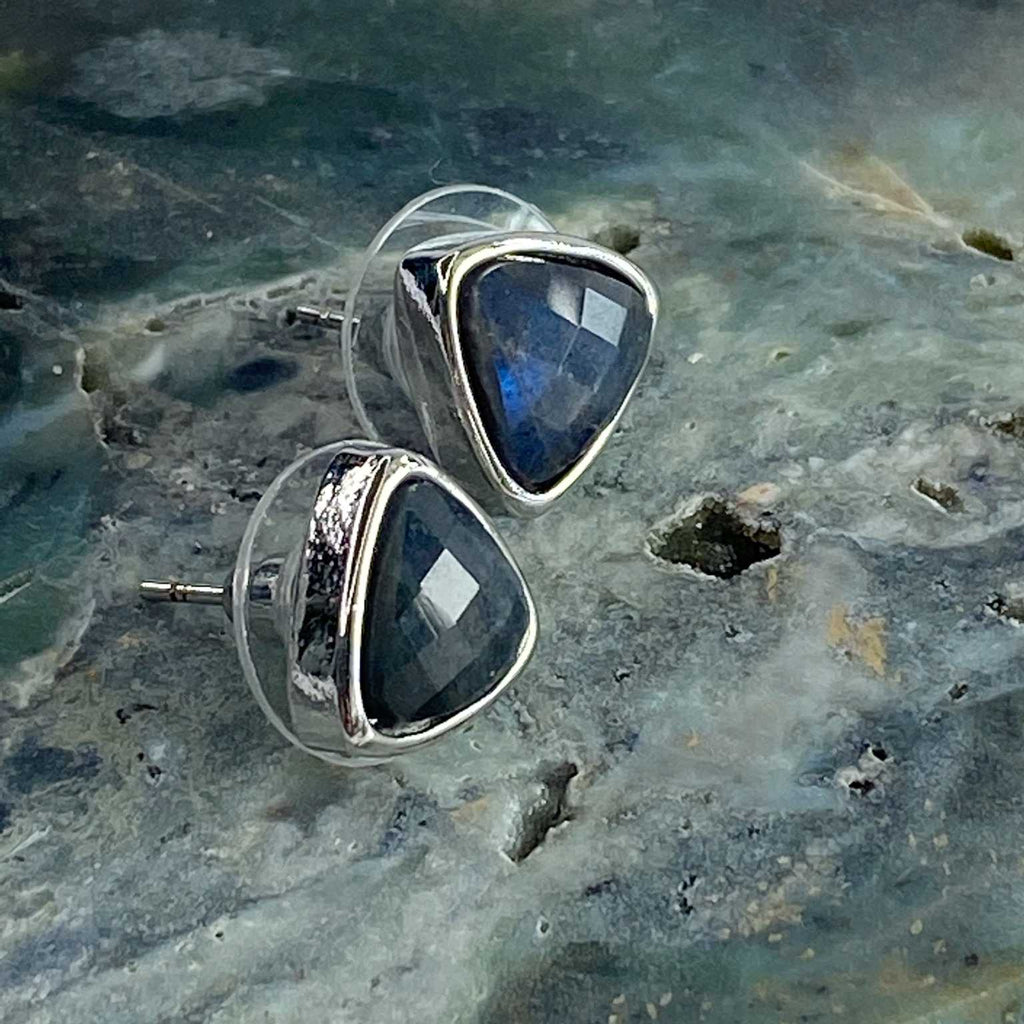 Labradorite triangle stud earrings - Love To Shine On