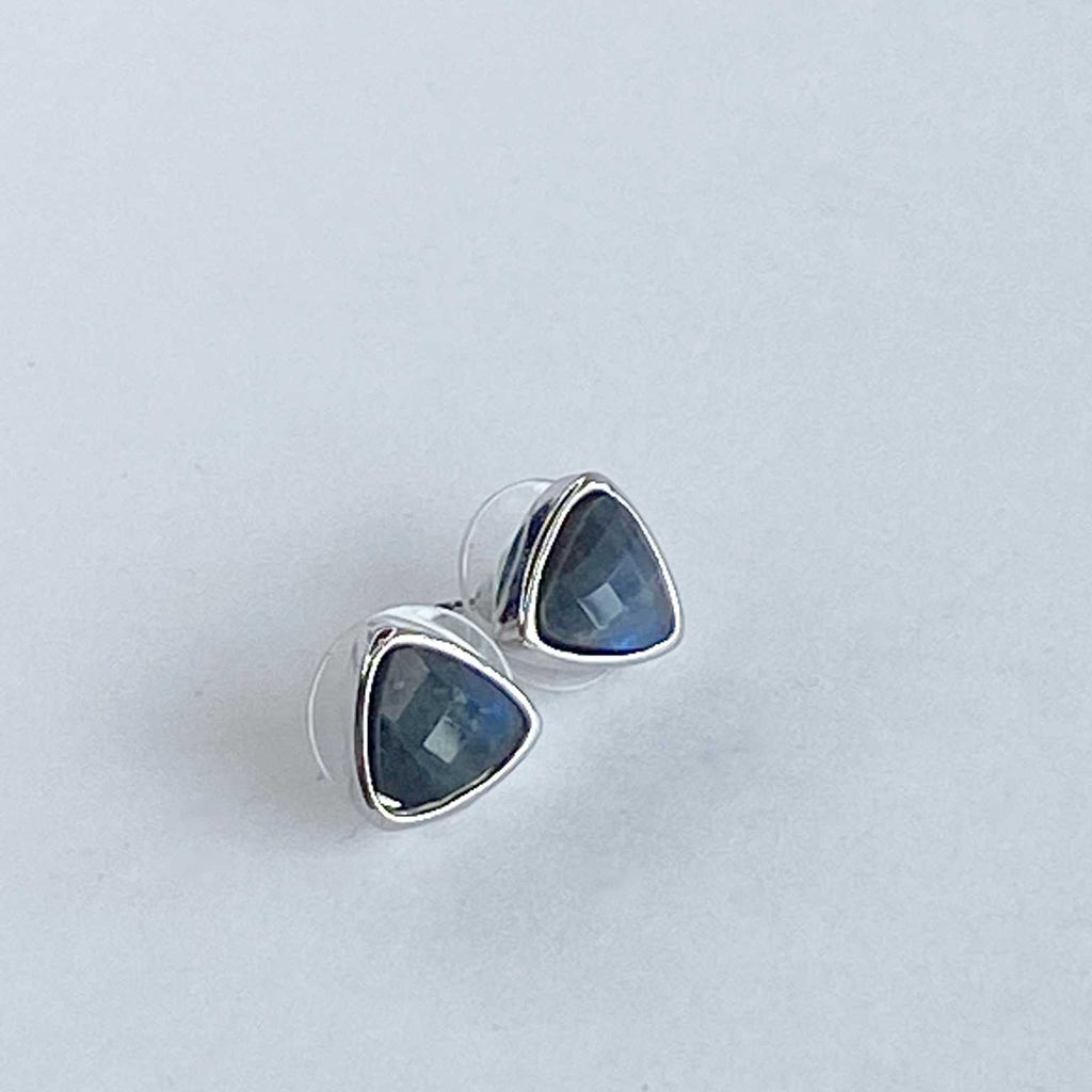 Labradorite triangle stud earrings - Love To Shine On