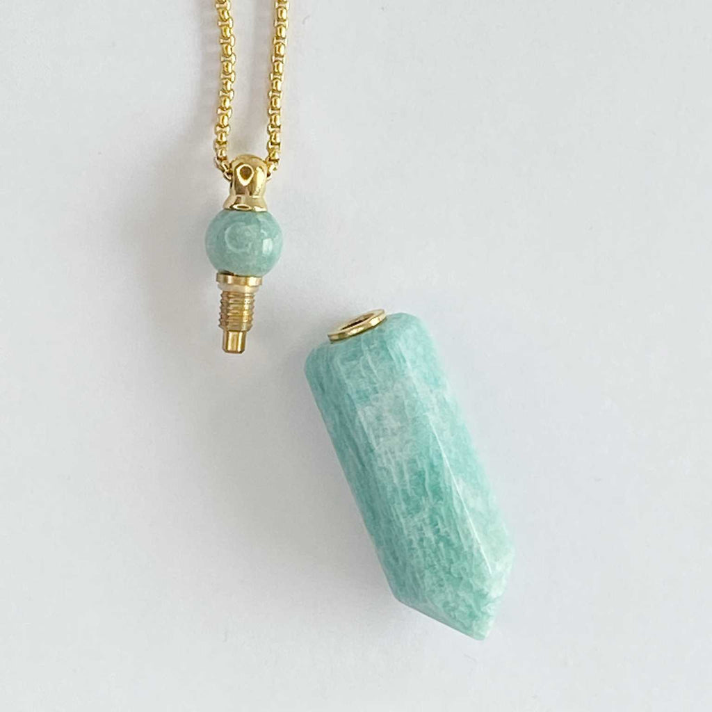 Amazonite perfume bottle necklace - Love To Shine On