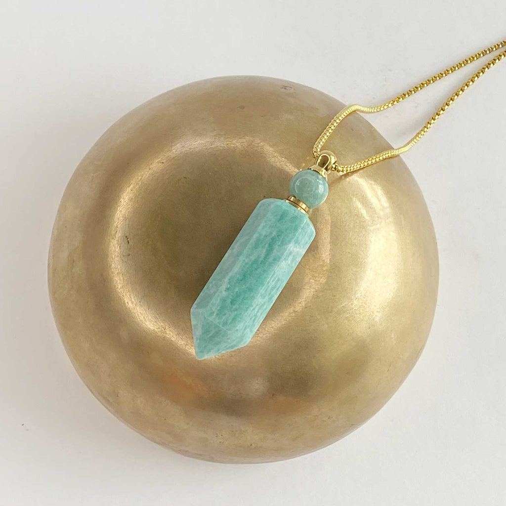 Amazonite perfume bottle necklace - Love To Shine On