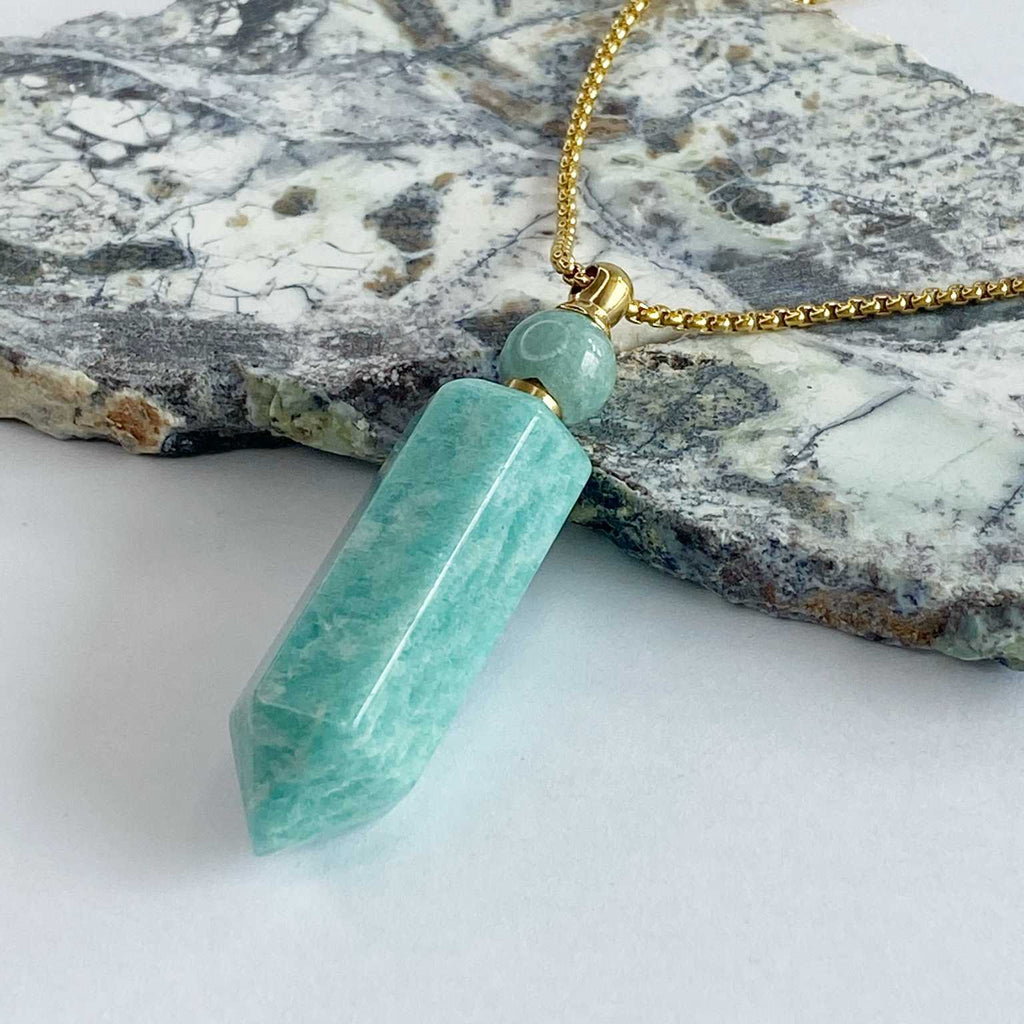 Amazonite perfume bottle necklace - Love To Shine On