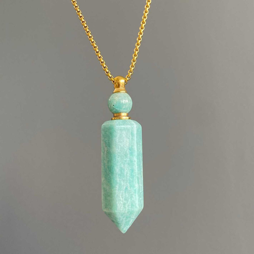 Amazonite perfume bottle necklace - Love To Shine On