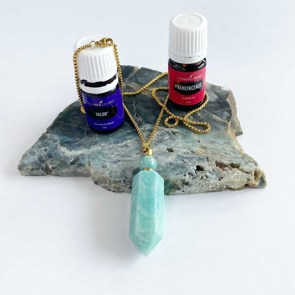 Amazonite perfume bottle necklace - Love To Shine On