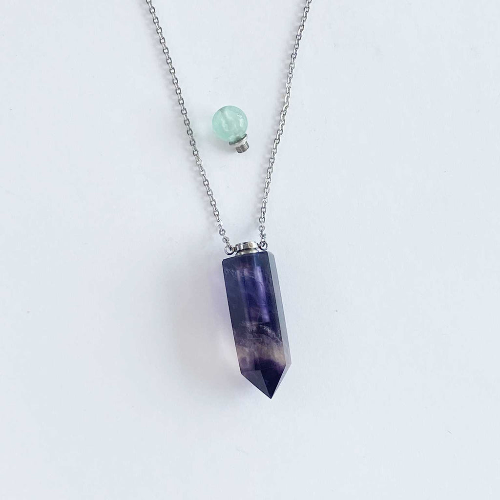 Rainbow fluorite perfume bottle necklace - Love To Shine On