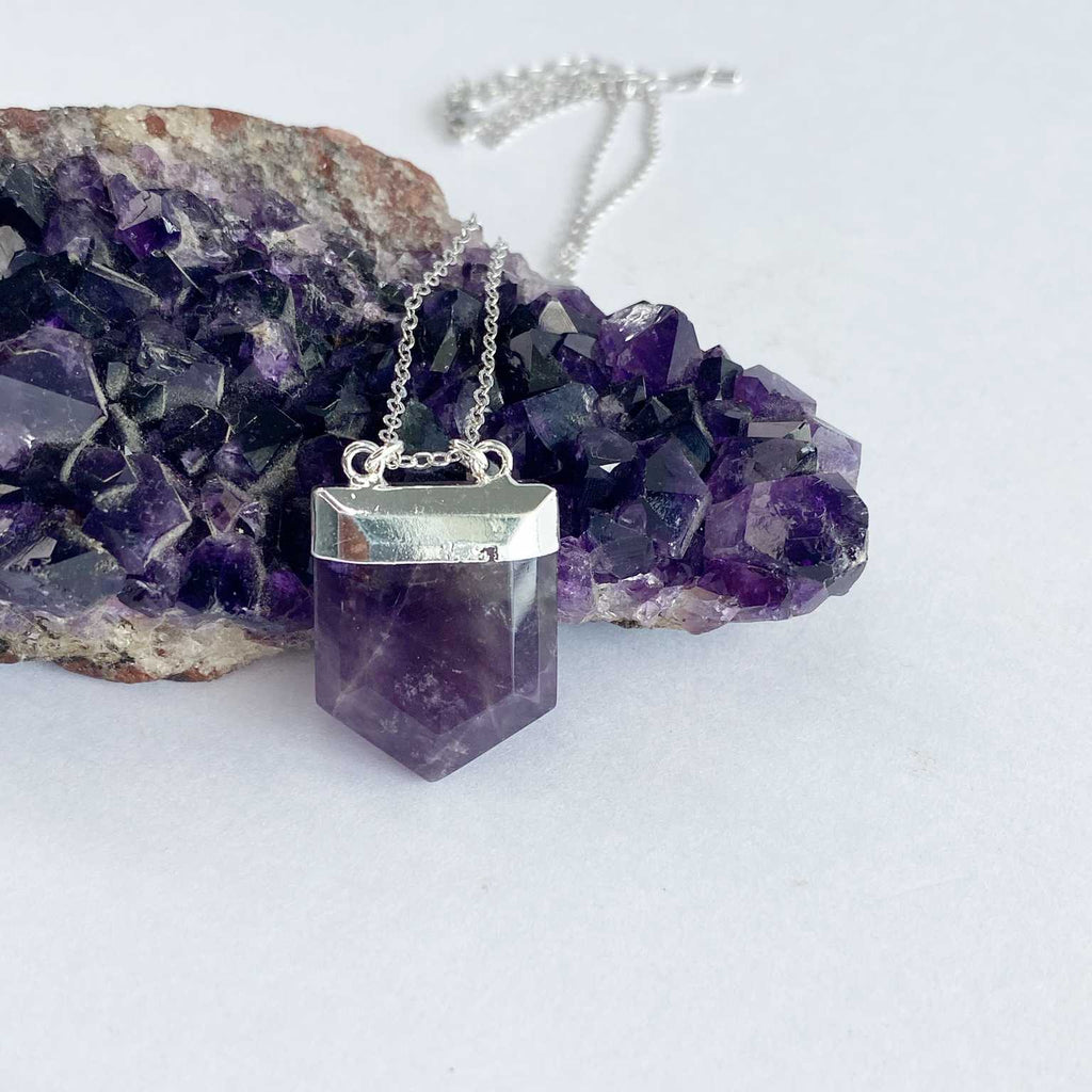 Amethyst cut gemstone pendant necklace - Love To Shine On