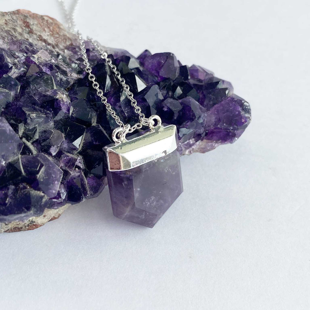 Amethyst cut gemstone pendant necklace - Love To Shine On