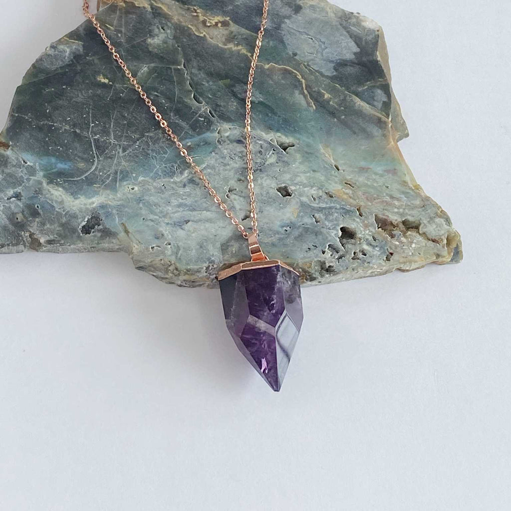 Amethyst spike point necklace - Love To Shine On