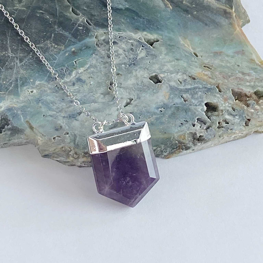 Amethyst cut gemstone pendant necklace - Love To Shine On