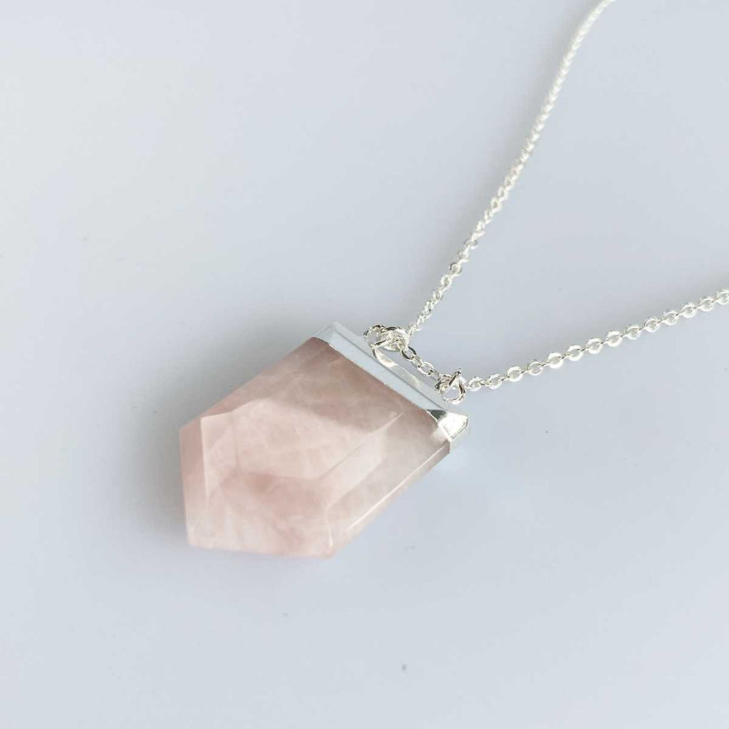 Rose quartz gemstone pendant necklace - Love To Shine On