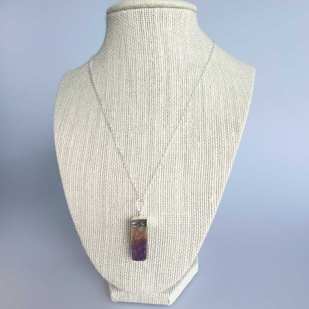 Rectangle natural amethyst pendant - Love To Shine On