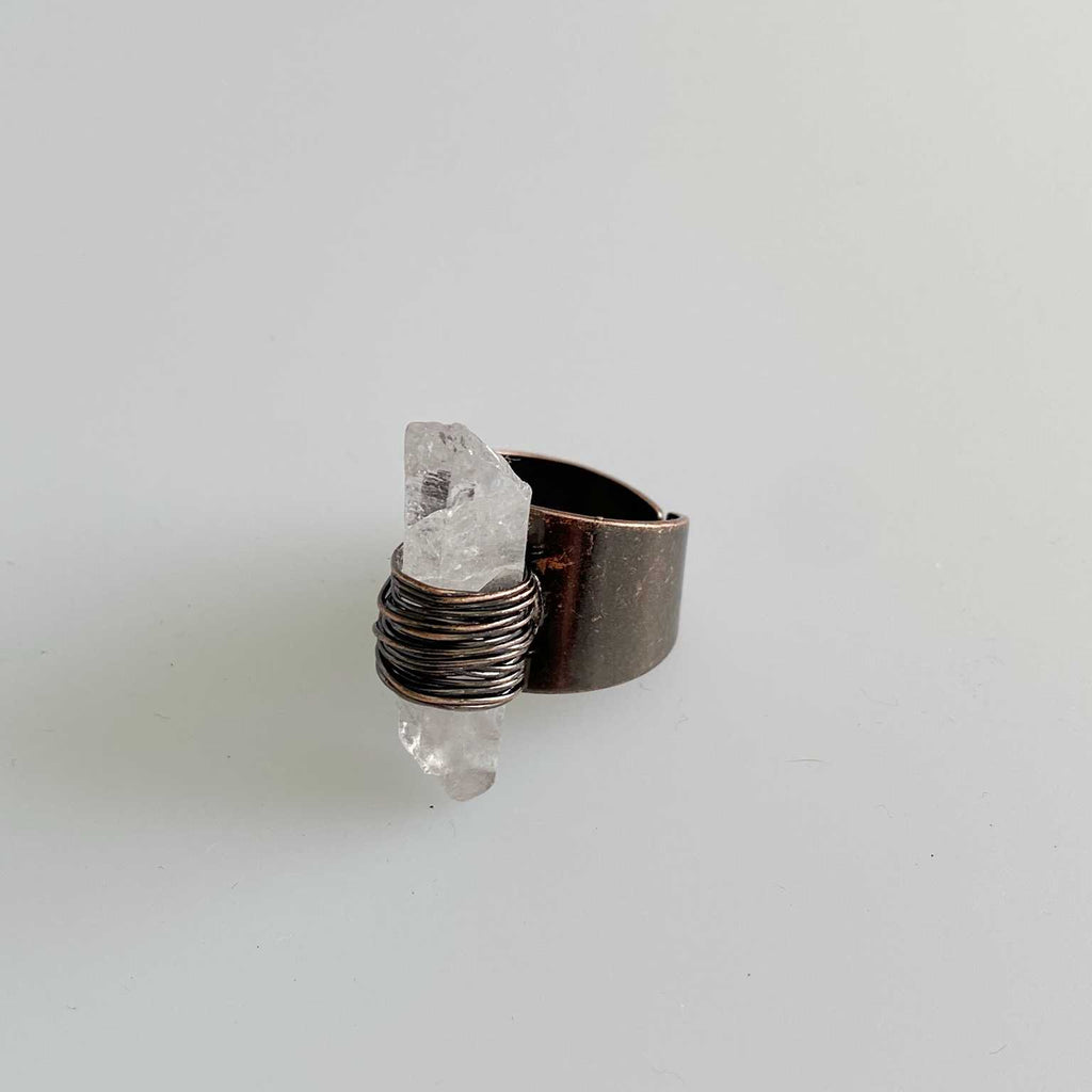 Clear quartz and bronze ring - Love To Shine On