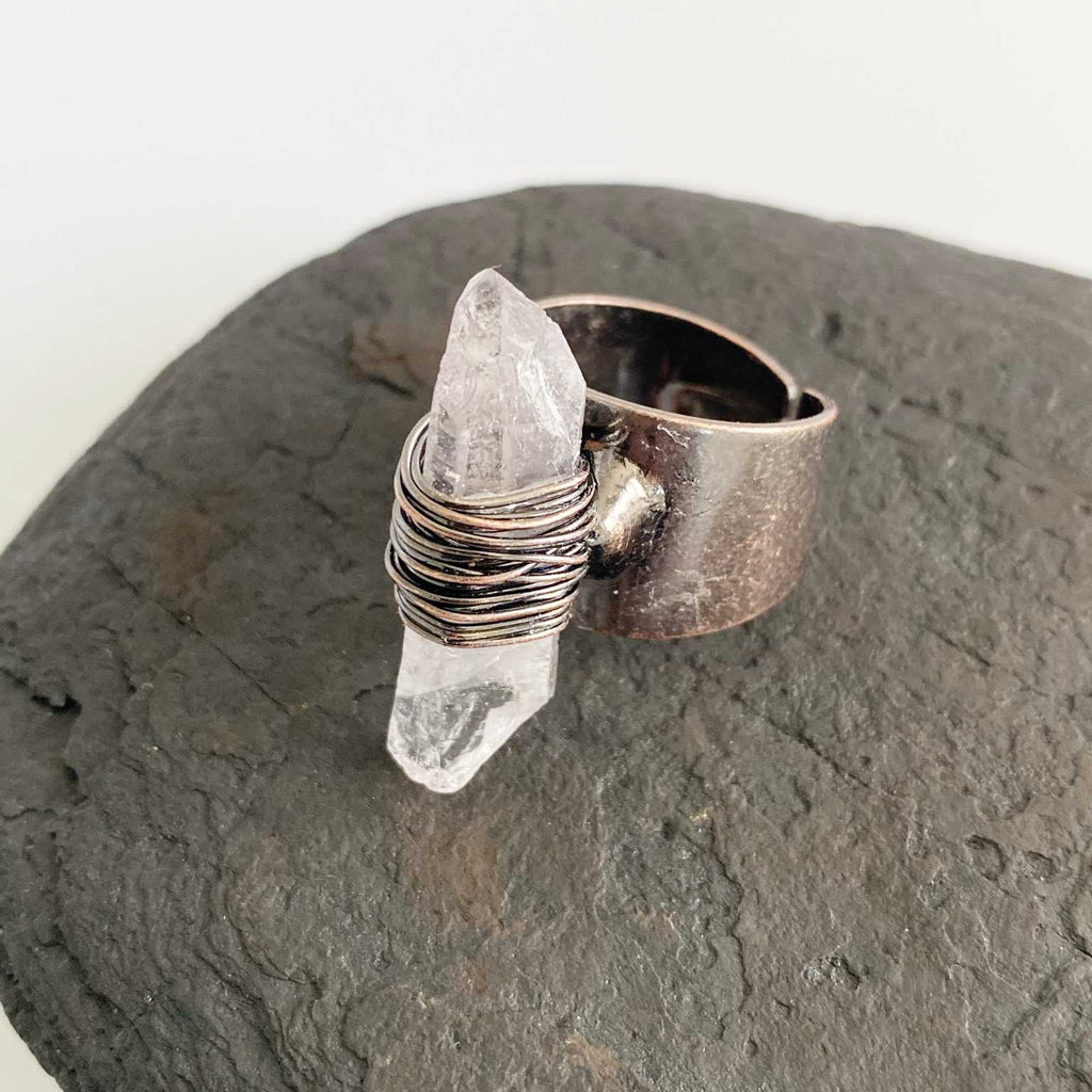 Clear quartz and bronze ring - Love To Shine On